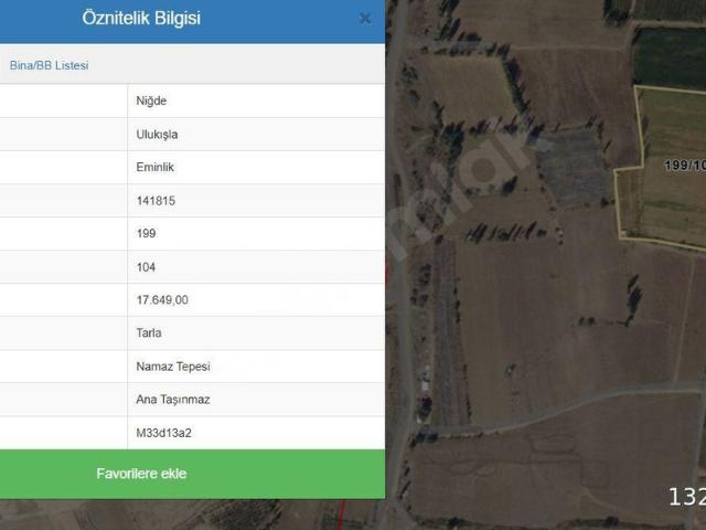Çiftehan, Ulukışla içerisinde satılık Arsa