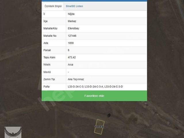 Niğde içerisinde satılık Arsa