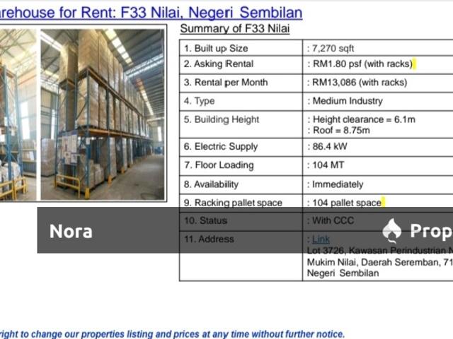 Warehouse for sale in Nilai, Negeri Sembilan