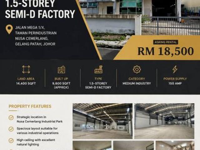Warehouse for rent in Bukit Ledang, Johor