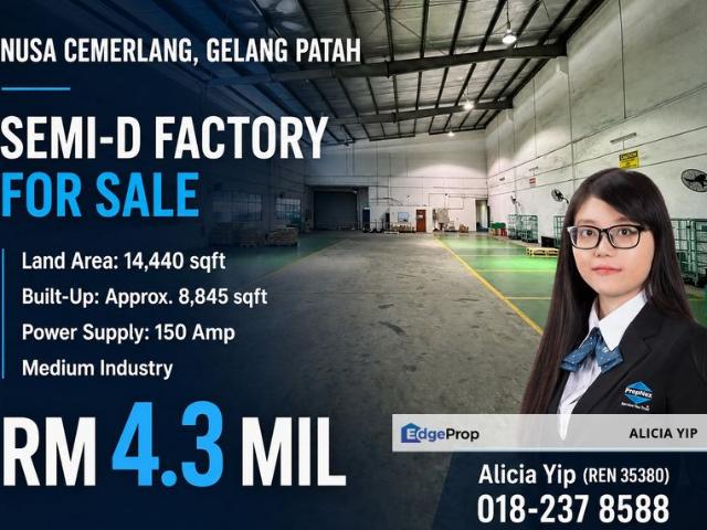 Warehouse for sale in Nusa Cemerlang Industrial Park, Iskandar Puteri