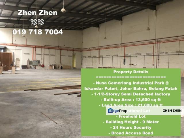 Warehouse for sale in Nusa Cemerlang Industrial Park, Iskandar Puteri