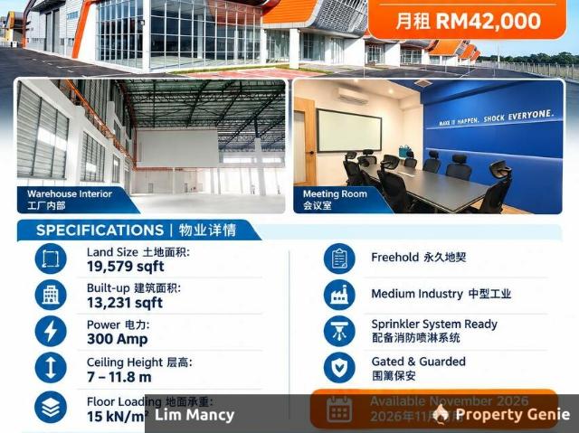 Warehouse for rent in Nusajaya Tech Park, Iskandar Puteri