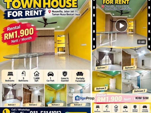 House for rent in Taman Nusa Bestari Jaya, Iskandar Puteri