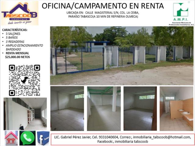 Oficina en renta en Paraíso