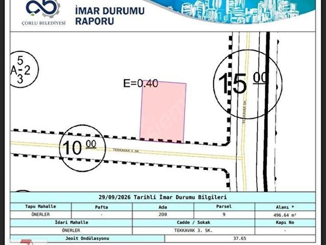 Çorlu, Tekirdağ içerisinde satılık Arsa