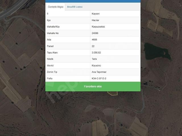 Hacilar, Kayseri içerisinde satılık Arsa