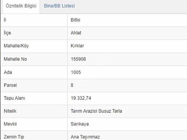 Ahlat içerisinde satılık Arsa