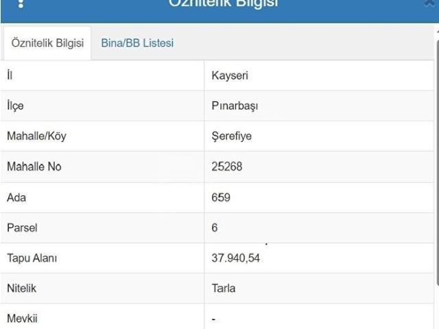 Pinarbaşi, Kayseri içerisinde satılık Arsa