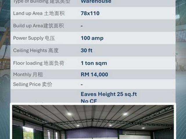 Warehouse for rent in Port Klang, Selangor