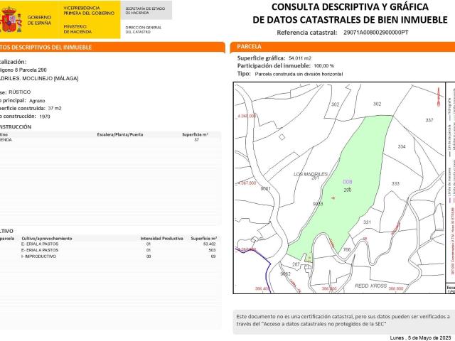 Terreno en venta en Moclinejo