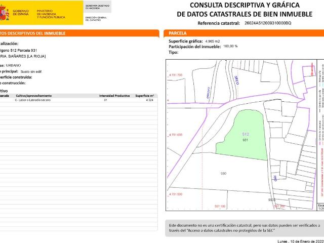 Terreno en venta en Bañares, La Rioja