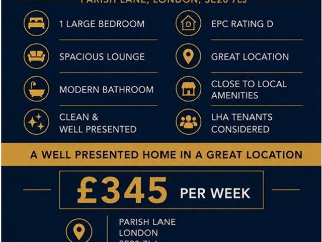 Apartment for rent in Penge, Greater London