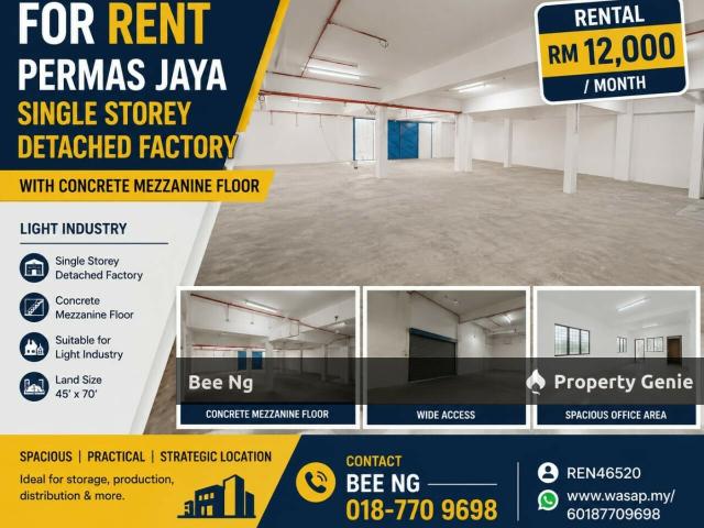 Warehouse for rent in Plentong, Johor