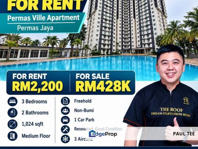 Condominium for sale in Bandar Baru Permas Jaya, Plentong
