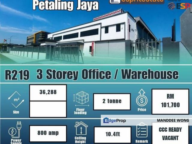 Warehouse for rent in Petaling, Damansara Damai