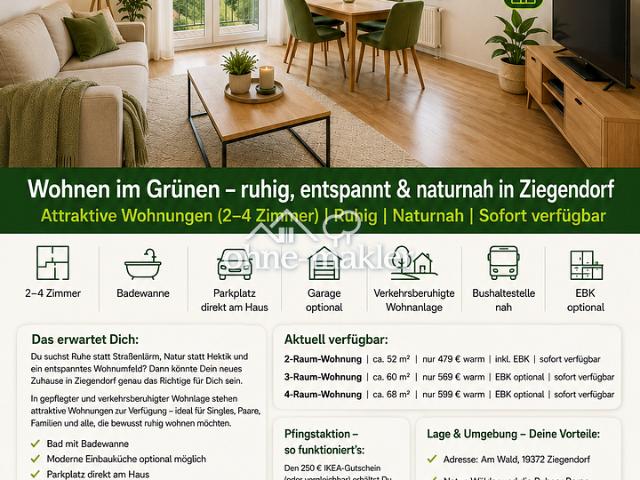 Apartment mieten in Ziegendorf, Mecklenburg-Vorpommern