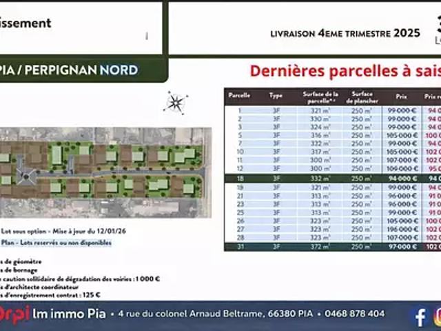 Terrain vente à Perpignan, Pia