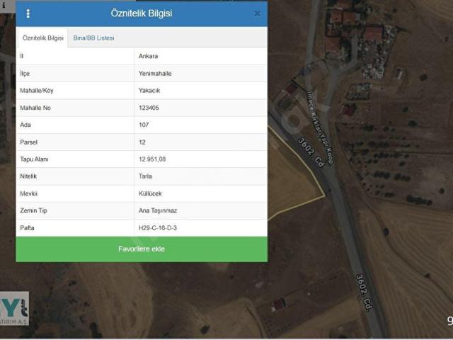 Yakacık Mahallesi, Yenimahalle içerisinde satılık Arsa
