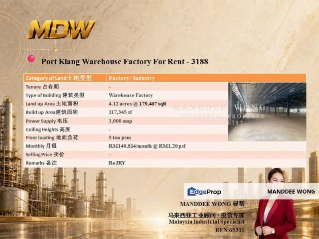 Warehouse for rent in Port Klang, Selangor