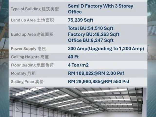 Warehouse for rent in Port Klang, Selangor
