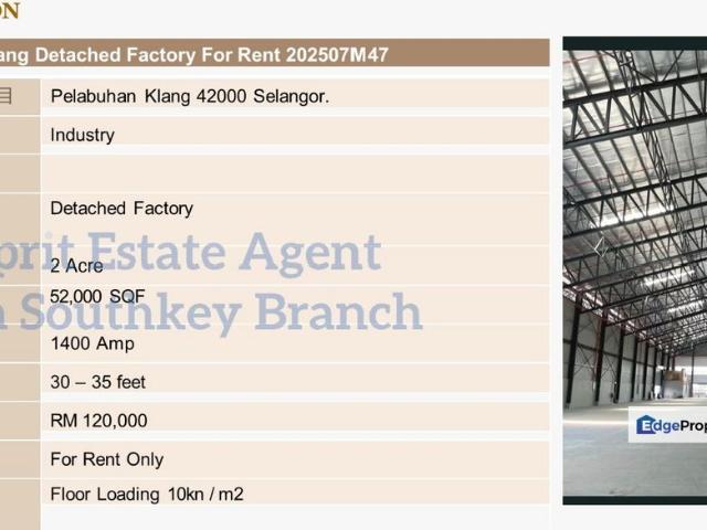Warehouse for rent in Port Klang, Selangor