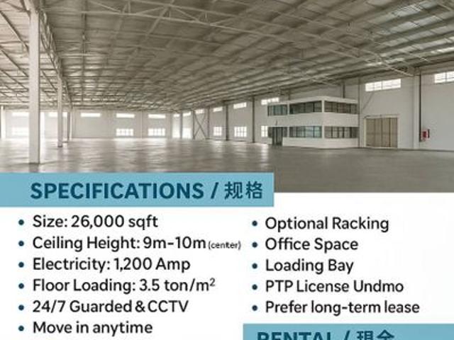 Warehouse for rent in Bukit Ledang, Johor
