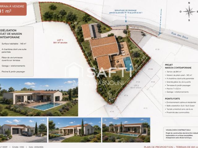 Terrain vente à Montpellier, Poussan