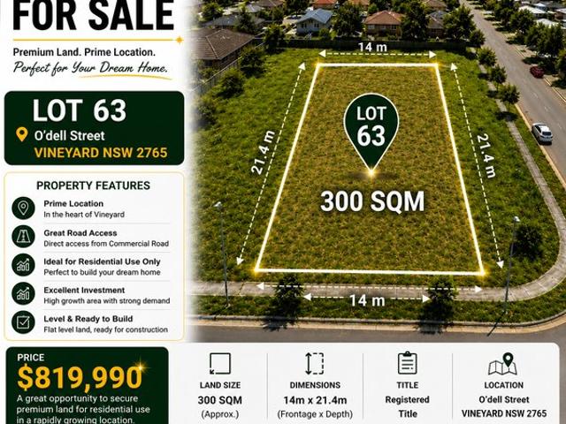 Land for sale in Vineyard, Sydney