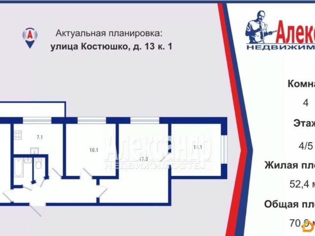 Квартира продажа в округ Новоизмайловское, Санкт-Петербург