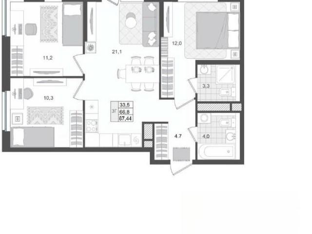 Квартира продажа в Московский район, городской округ Тверь