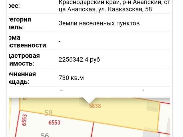 Участок продажа в Анапская Ст-ца, Краснодарский Край