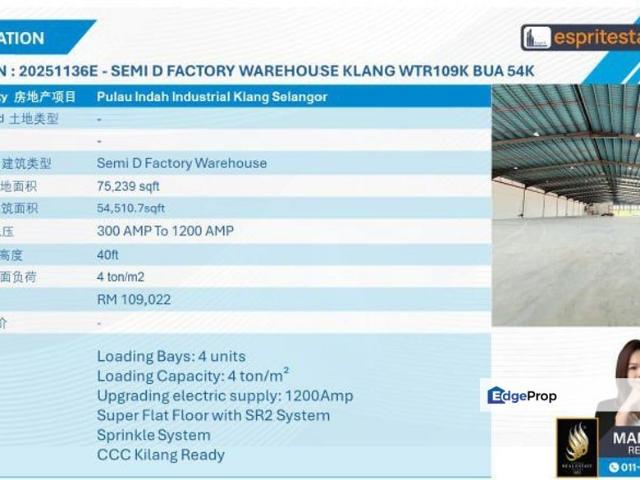 Warehouse for rent in Port Klang, Selangor