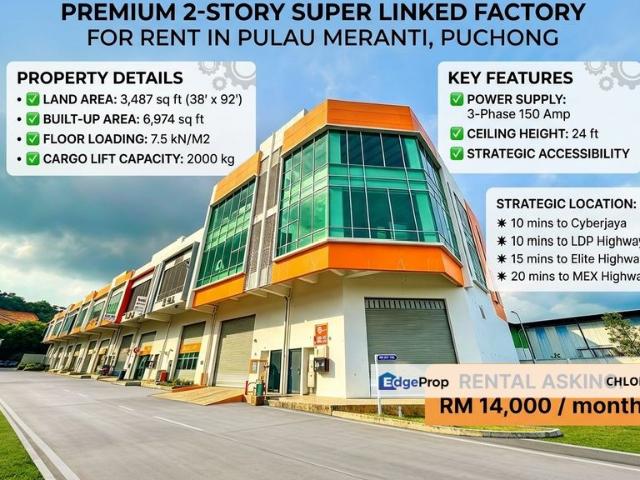 Warehouse for rent in Puchong, Majlis Bandaraya Subang Jaya