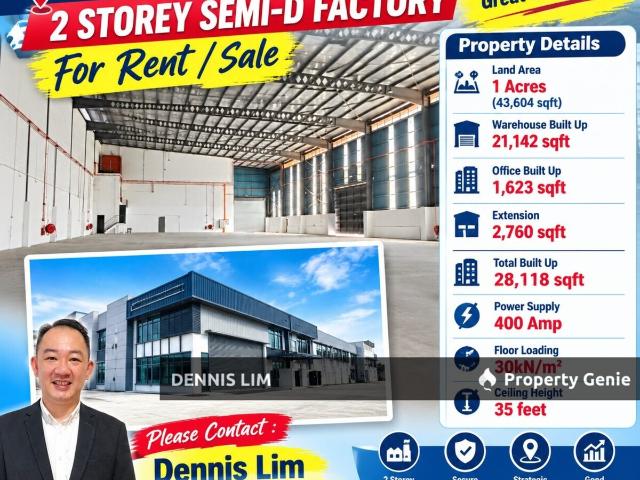 Warehouse for rent in Taman Industri Alam Jaya, Bandar Puncak Alam