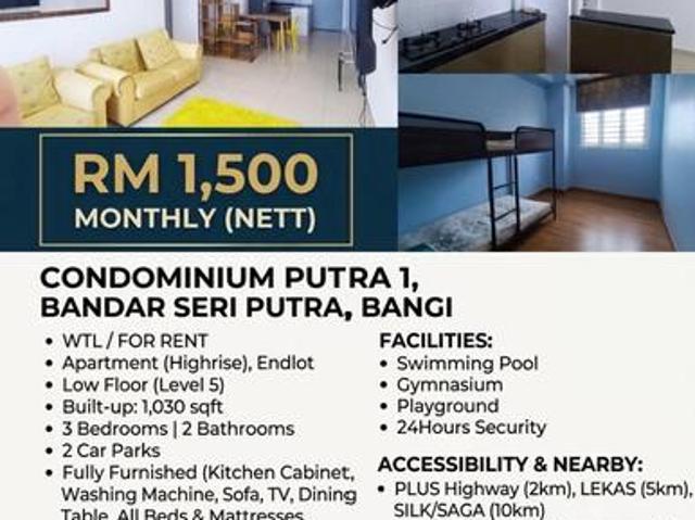 Apartment for rent in Bandar Baru Bangi, Majlis Perbandaran Kajang