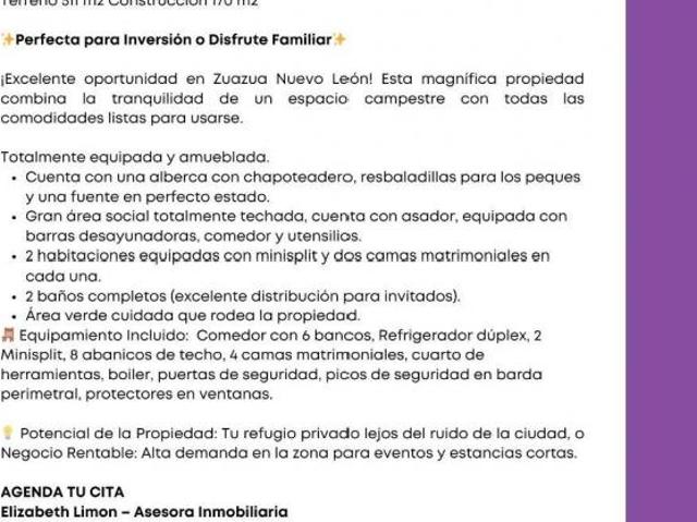 Quinta en venta en Apodaca, Nuevo León