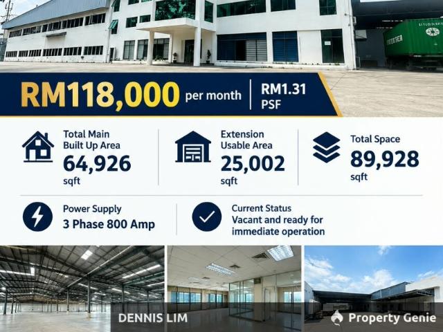 Warehouse for rent in Rawang Industrial Estate, Majlis Perbandaran Selayang
