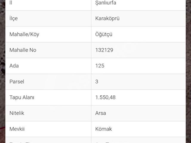 Şanliurfa içerisinde satılık Arsa
