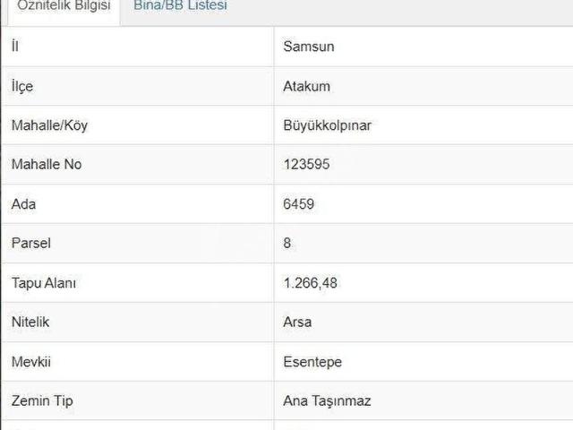 Atakum, Samsun içerisinde satılık Arsa