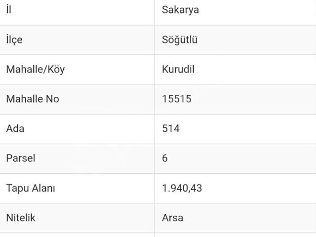 Söğütlü, Sakarya içerisinde satılık Arsa