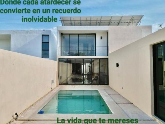 Residencia Premium con alberca, paneles solares, y amplias habitaciones, al norte de Mérida, Yucatán