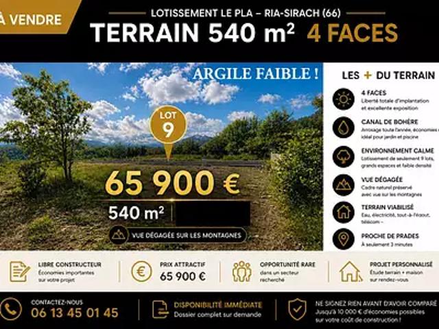 Terrain vente à Prades, Ria-sirach