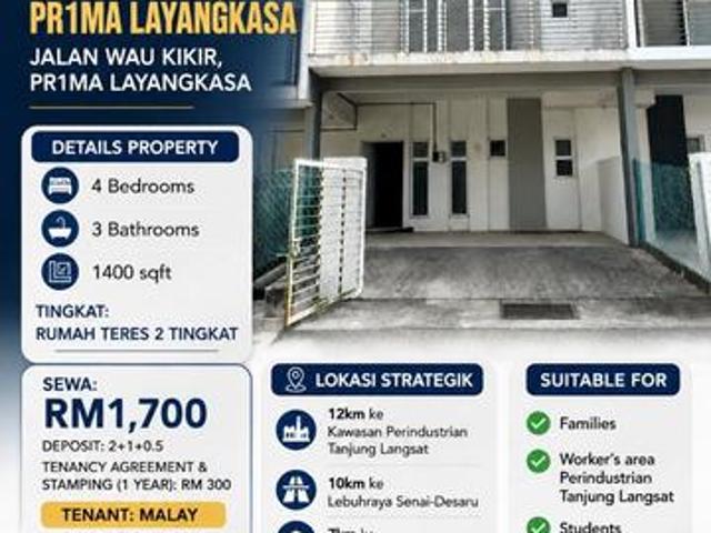 Terraced House for rent in Pasir Gudang, Johor