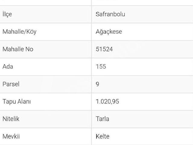 Karaevli, Safranbolu içerisinde satılık Arsa