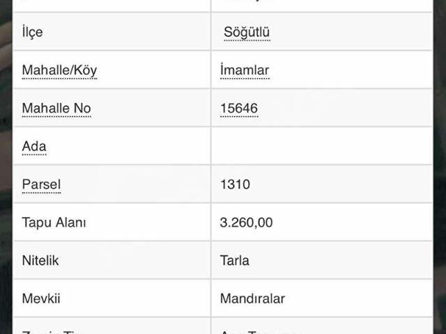 Söğütlü, Sakarya içerisinde satılık Arsa