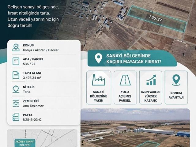 Hacılar, Akören içerisinde satılık Arsa