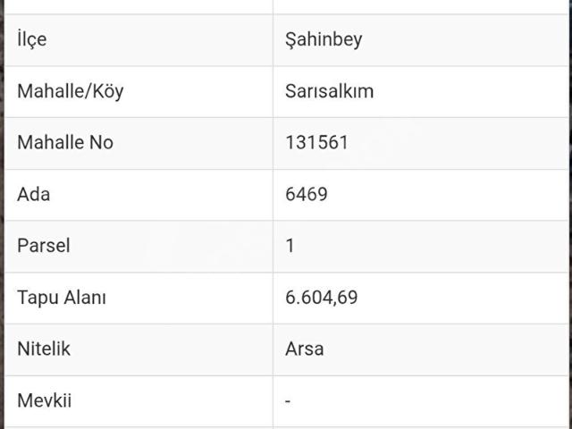 Şahinbey, Gaziantep içerisinde satılık Arsa
