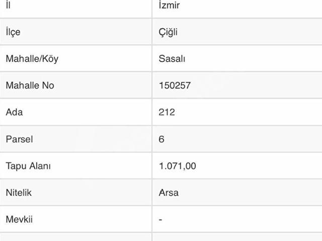 Çiğli, İzmir içerisinde satılık Arsa