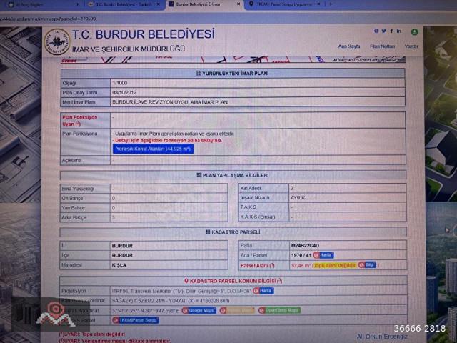 Askeriye, Burdur Merkez içerisinde satılık Arsa